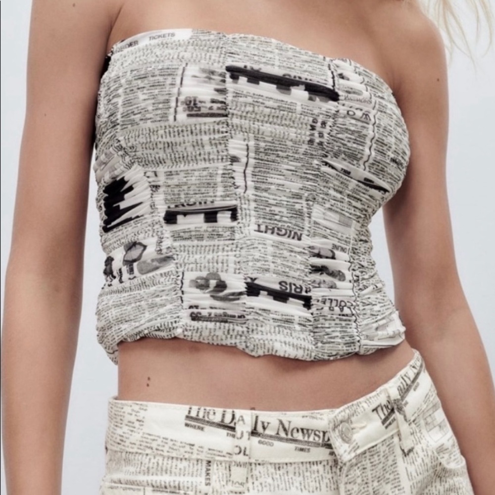 ZARA NEWSPAPER CROP NWT